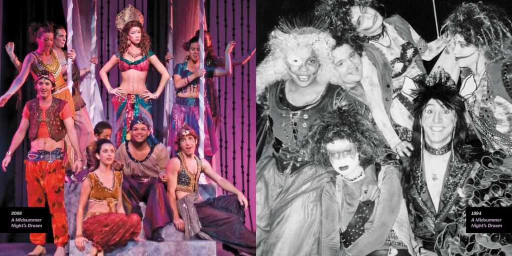Cast photo from the 2008 production of "A Midsummer Night's Dream" vs. the 1994 production